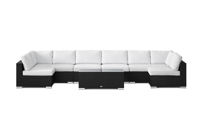 Bahamas U-formad utomhus loungegrupp med öppet avslut, 8-sits med bord - Svart - Products - Utemöbler & utemiljö - Loungemöbler - Loungeset & loungegrupp