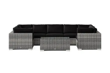 Bahamas U-formad utomhus loungegrupp med stängt avslut, 7-sits med bord - Grå - Products - Utemöbler & utemiljö - Loungemöbler - Loungeset & loungegrupp