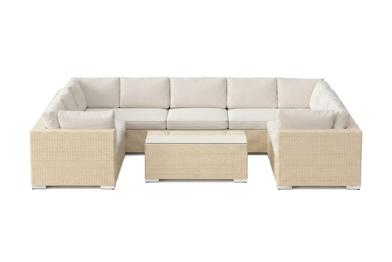 Bahamas U-formad utomhus loungegrupp med stängt avslut, 9-sits med bord - Beige - Products - Utemöbler & utemiljö - Loungemöbler - Loungeset & loungegrupp