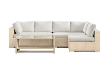 Bahamas utomhus loungegrupp 5-sits med vändbar schäslong och bord med hylla - Beige - Products - Utemöbler & utemiljö - Loungemöbler - Loungeset & loungegrupp