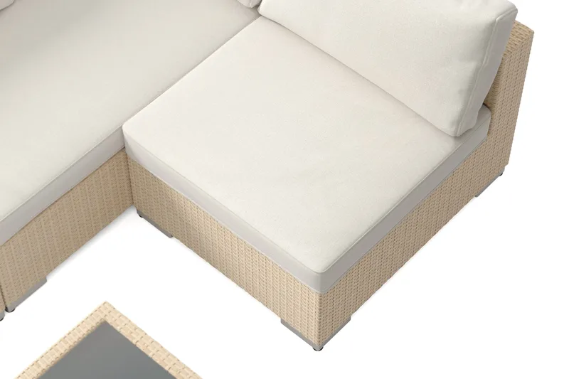 Bahamas utomhus loungegrupp 5-sits med vändbar schäslong och bord med hylla - Beige - Products - Utemöbler & utemiljö - Loungemöbler - Loungeset & loungegrupp