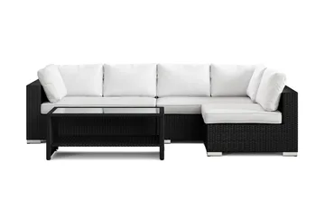 Bahamas utomhus loungegrupp 5-sits med vändbar schäslong och bord med hylla - Svart - Products - Utemöbler & utemiljö - Loungemöbler - Loungeset & loungegrupp