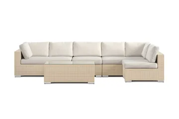 Bahamas utomhus loungegrupp 6-sits med vändbar schäslong och bord - Beige - Products - Utemöbler & utemiljö - Loungemöbler - Loungeset & loungegrupp