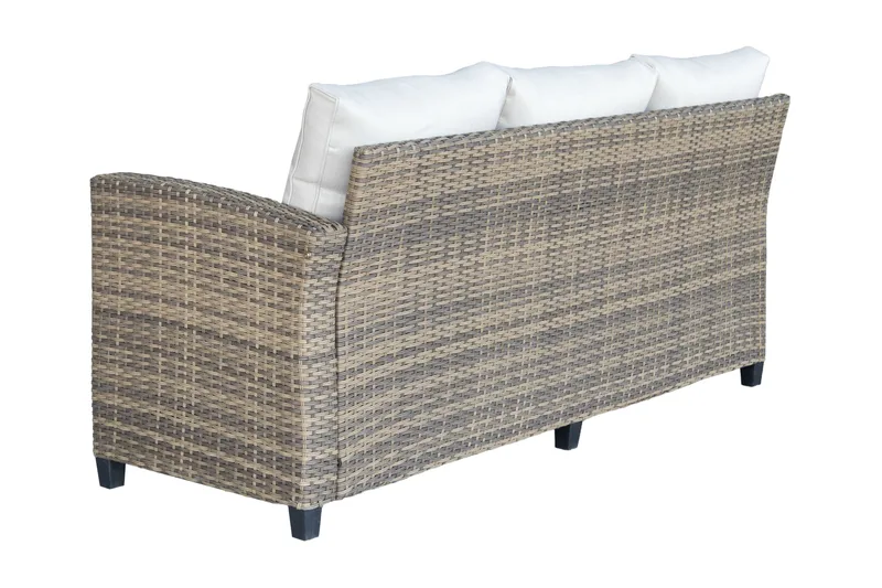 James Light Stor L-formad vändbar loungegrupp utomhus i konstrotting med förvaring och vita dynor - Brun / Beige - Products - Utemöbler & utemiljö - Loungemöbler - Loungeset & loungegrupp