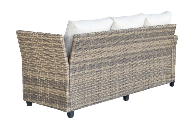 James Light Stor L-formad vändbar loungegrupp utomhus i konstrotting med förvaring och vita dynor - Brun / Beige - Products - Utemöbler & utemiljö - Loungemöbler - Loungeset & loungegrupp