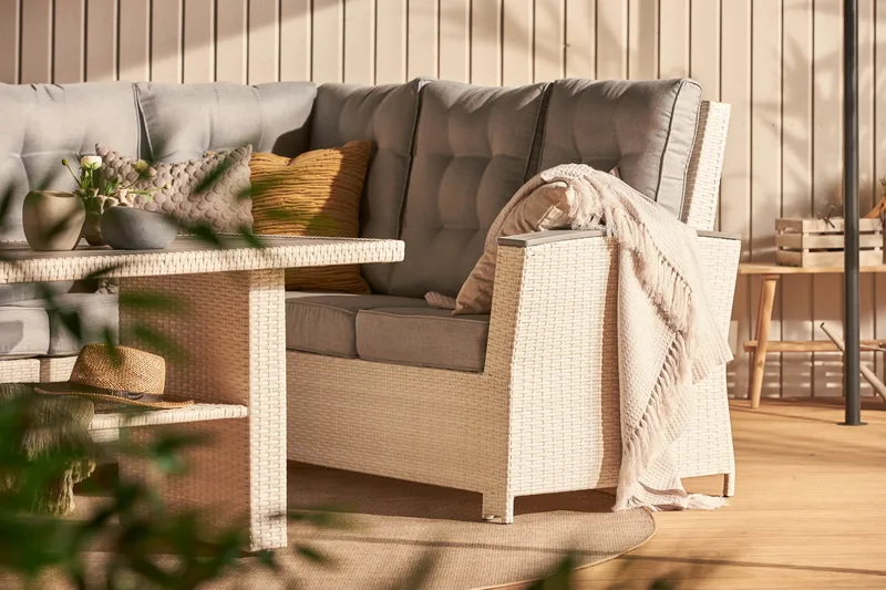 James Lyx Loungegrupp Vändbar - Vit / Gråa dynor - Products - Utemöbler & utemiljö - Loungemöbler - Loungeset & loungegrupp