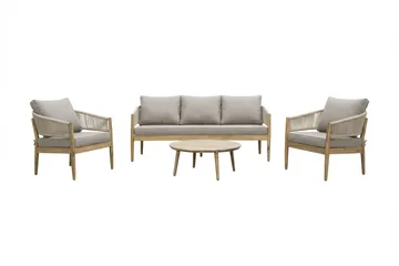 Siana 4-sits Loungegrupp i trä utseende med repdetaljer - Natur / Beige - Products - Utemöbler & utemiljö - Loungemöbler - Loungeset & loungegrupp