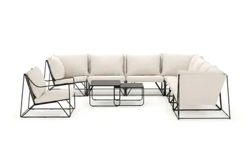 Usteryd utomhus hörnsoffa 8-sits vändbar med fåtölj - Svart/Beige - Products - Utemöbler & utemiljö - Loungemöbler - Loungesoffor