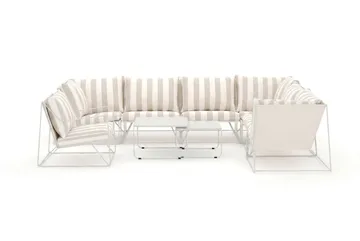 Usteryd utomhus L-soffa 7-sits vändbar med fåtölj - Beige/Striped - Products - Utemöbler & utemiljö - Loungemöbler - Loungesoffor
