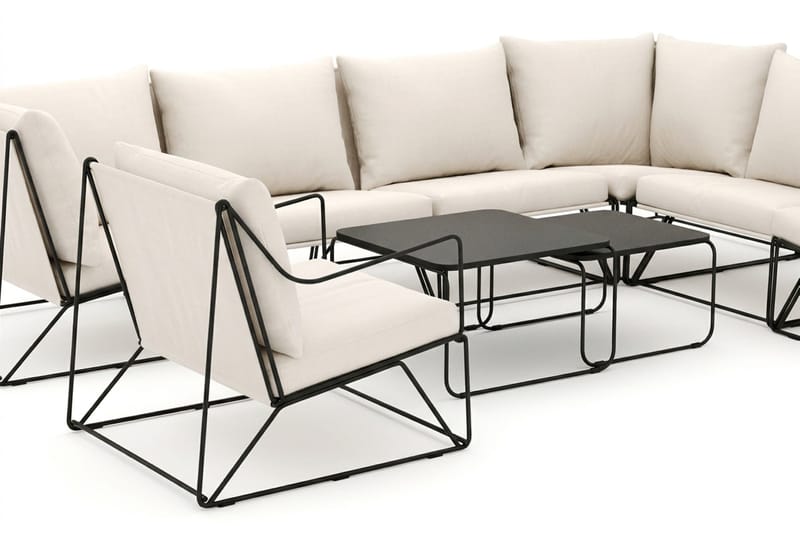 Usteryd utomhus L-soffa 7-sits vändbar med fåtölj - Svart/Beige - Products - Utemöbler & utemiljö - Loungemöbler - Loungeset & loungegrupp