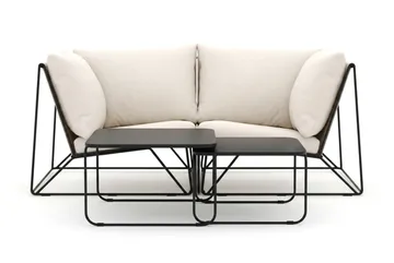 Usteryd utomhus rak 2-sits soffa - Svart/Beige - Products - Utemöbler & utemiljö - Balkong & altan - Balkongmöbler - Balkongsoffa
