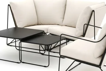 Usteryd utomhus rak 3-sits soffa med fåtölj - Svart/Beige - Products - Utemöbler & utemiljö - Loungemöbler - Loungeset & loungegrupp