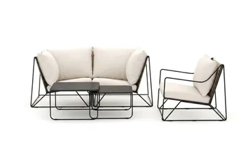 Usteryd utomhus rak 3-sits soffa med fåtölj - Svart/Beige - Products - Utemöbler & utemiljö - Loungemöbler - Loungeset & loungegrupp