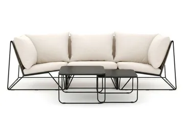 Usteryd utomhus rak 3-sits soffa - Svart/Beige - Products - Utemöbler & utemiljö - Loungemöbler - Loungesoffor