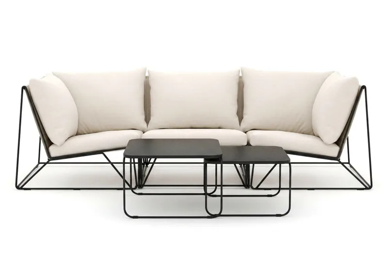 Usteryd utomhus rak 3-sits soffa - Svart/Beige - Products - Utemöbler & utemiljö - Loungemöbler - Loungesoffor