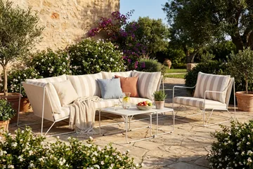 Usteryd utomhus rak 4-sits soffa med fåtölj - Beige/Striped - Products - Utemöbler & utemiljö - Loungemöbler - Loungesoffor