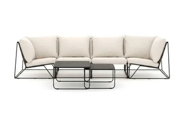 Usteryd utomhus rak 4-sits soffa - Svart/Beige - Products - Utemöbler & utemiljö - Loungemöbler - Loungesoffor