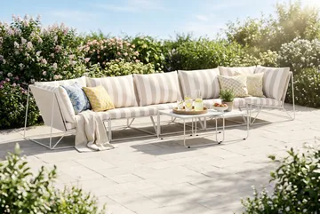 Usteryd utomhus rak 5-sits soffa - Beige/Striped - Products - Utemöbler & utemiljö - Loungemöbler - Loungesoffor