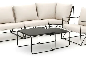 Usteryd utomhus rak 5-sits soffa med fåtölj - Svart/Beige - Products - Utemöbler & utemiljö - Loungemöbler - Loungeset & loungegrupp