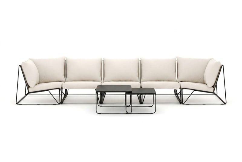 Usteryd utomhus rak 5-sits soffa - Svart/Beige - Products - Utemöbler & utemiljö - Loungemöbler - Loungeset & loungegrupp