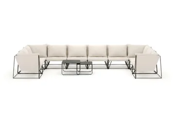 Usteryd utomhus U-soffa 10-sits med stängt avslut - Svart/Beige - Products - Utemöbler & utemiljö - Loungemöbler - Loungeset & loungegrupp