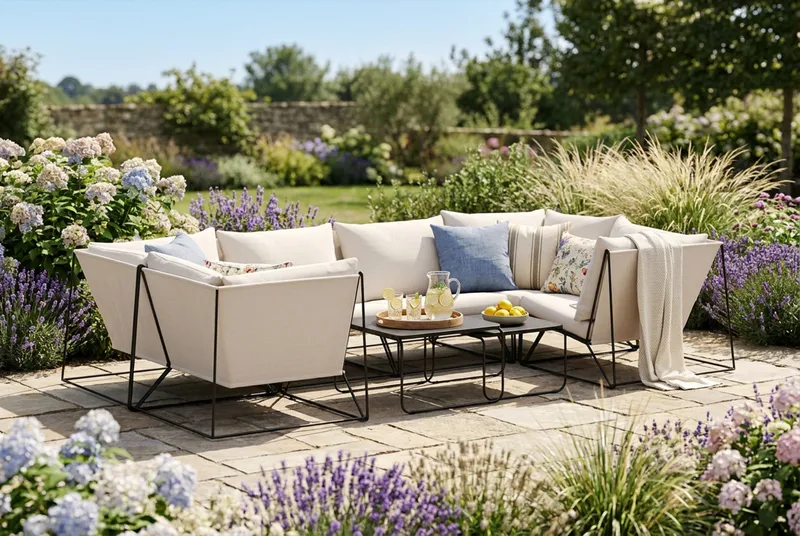 Usteryd utomhus U-soffa 6-sits med stängt avslut - Svart/Beige - Products - Utemöbler & utemiljö - Loungemöbler - Loungesoffor