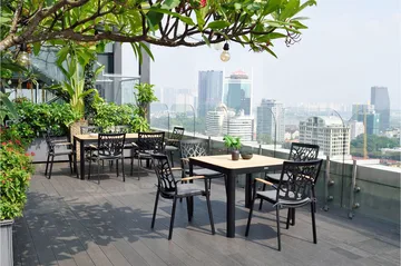 Portals Matbord Utomhus 95x95 cm - Svart/Trä - Products - Utemöbler & utemiljö - Utebord & trädgårdsbord - Matbord utomhus