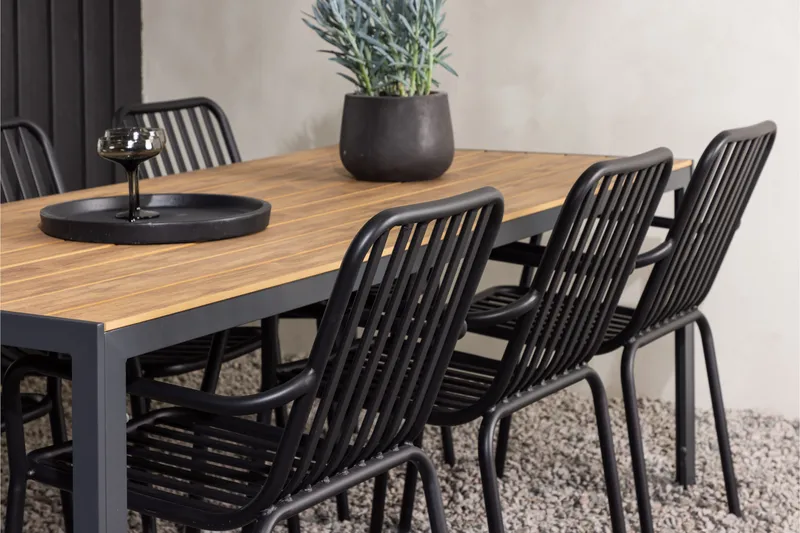 Break Matgrupp Utomhus 205 cm + 6 st Peking Karmstolar - Svart/Brun - Products - Utemöbler & utemiljö - Utegrupp - Matgrupp utomhus