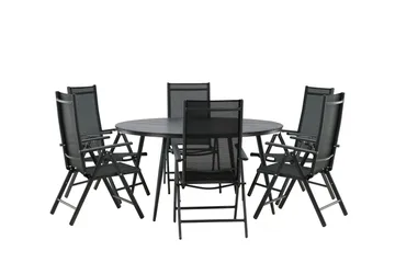 Break Matgrupp Utomhus Rund 150 cm + 6 Break Positionsstol - Svart - Products - Utemöbler & utemiljö - Utegrupp - Matgrupp utomhus