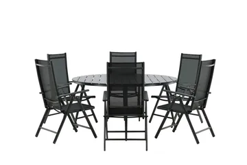 Break Matgrupp Utomhus Rund 150 cm + 6 Break Positionsstol - Svart - Products - Utemöbler & utemiljö - Utegrupp - Matgrupp utomhus