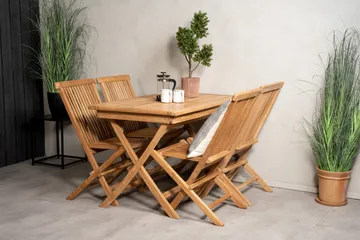 Kenya Matgrupp 120x70 cm + 4 Kenya Hopfällbar Stol - Brun - Products - Utemöbler & utemiljö - Utegrupp - Matgrupp utomhus