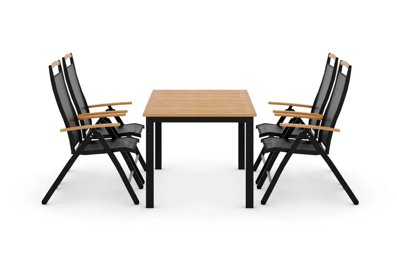 Las Vegas Matgrupp Utomhus 152-210 + 4 Positionsstol Lyx, Svart/Teak