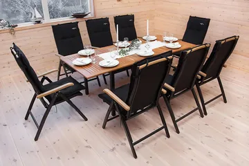 Las Vegas Matgrupp Utomhus 152-210 + 4 Positionsstol Lyx - Svart/Teak - Products - Utemöbler & utemiljö - Utegrupp - Matgrupp utomhus