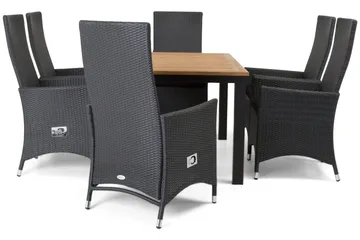 Las Vegas Matgrupp Utomhus 152-210 + 6 Jenny Ställbar Fåtölj - Teak/Svart - Products - Utemöbler & utemiljö - Utegrupp - Matgrupp utomhus