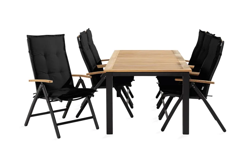 Las Vegas Matgrupp Utomhus 152-210x90 + 6 Stolar m Dyna, Svart/Teak