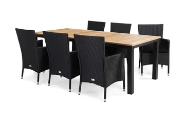 Las Vegas Matgrupp Utomhus 220-280 + 6 Thor Fåtölj m Dyna - Svart/Teak/Svart/Svart - Products - Utemöbler & utemiljö - Utegrupp - Matgrupp utomhus