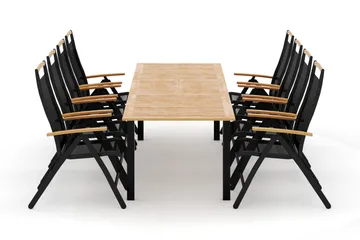 Las Vegas utomhus matgrupp förlängningsbart 220x280x100 cm med 8 Las Vegas positionsstolar - Svart - Products - Utemöbler & utemiljö - Utegrupp - Matgrupp utomhus