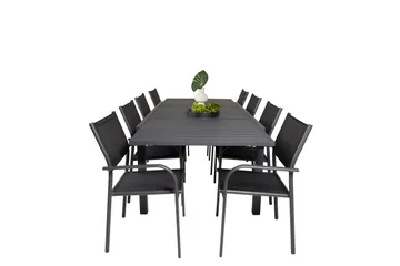 Marbella Matgrupp Utomhus 160-240 cm Rektangulär med 8 Santorini Utestolar - Svart - Products - Utemöbler & utemiljö - Utegrupp - Matgrupp utomhus
