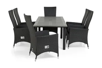 Monaco Matgrupp Utomhus 152-210 + 6 Jenny Ställbar Fåtölj - Svart - Products - Utemöbler & utemiljö - Utegrupp - Matgrupp utomhus