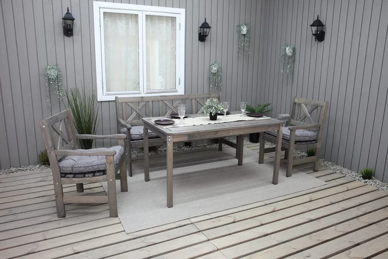 Olivo Matgrupp Utomhus + 2 Utestolar + Bänk Utomhus - Grå - Products - Utemöbler & utemiljö - Utegrupp - Matgrupp utomhus