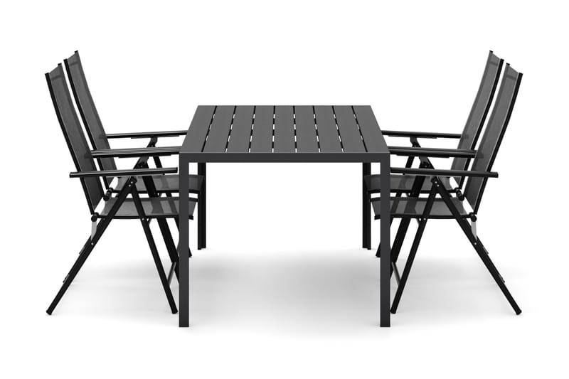 Siri Rektangulärt utebord 150 cm med 4 Sanna utestolar - Svart - Products - Utemöbler & utemiljö - Utegrupp - Matgrupp utomhus