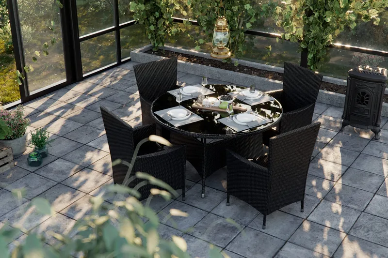 Thor Matgrupp Utomhus 140 + 4 Thor Fåtölj - Svart/Svart - Products - Utemöbler & utemiljö - Utegrupp - Matgrupp utomhus