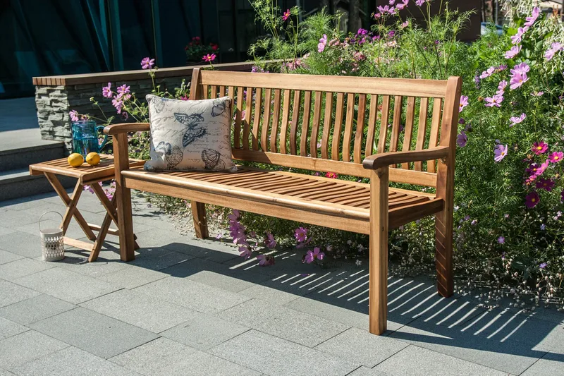 Bänk Utomhus FINLAY 150x61xH91cm trä: Akacia - Products - Utemöbler & utemiljö - Utesoffa - Trädgårdsbänk & utebänk