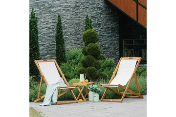 Finlay Solstol - Akacia/Vit - Products - Utemöbler & utemiljö - Utestol & trädgårdsstol - Solstol